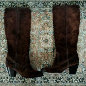 Frye brown suede knee high boots womens size 7.5 festival ready!!